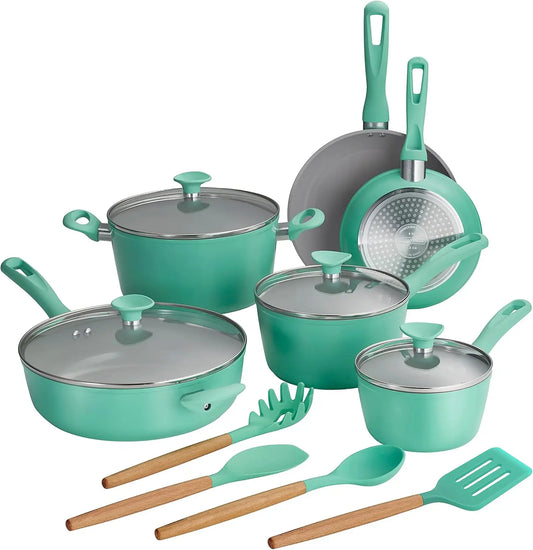 14-Piece Heavy-Gauge Aluminum Ceramic Non Stick Cookware Set