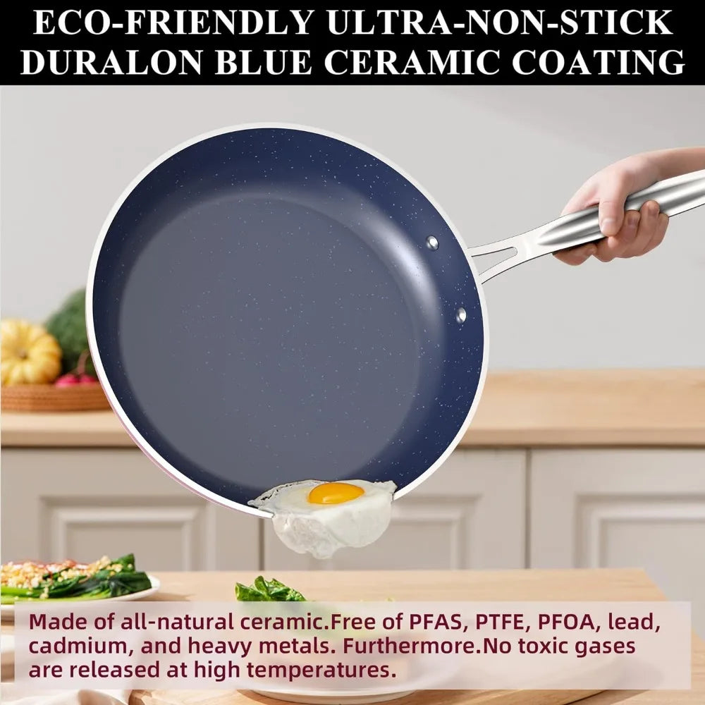 12pc Diamond Infused, Scratch-Resistant, Healthy Ceramic Nonstick Coated Cookware Set