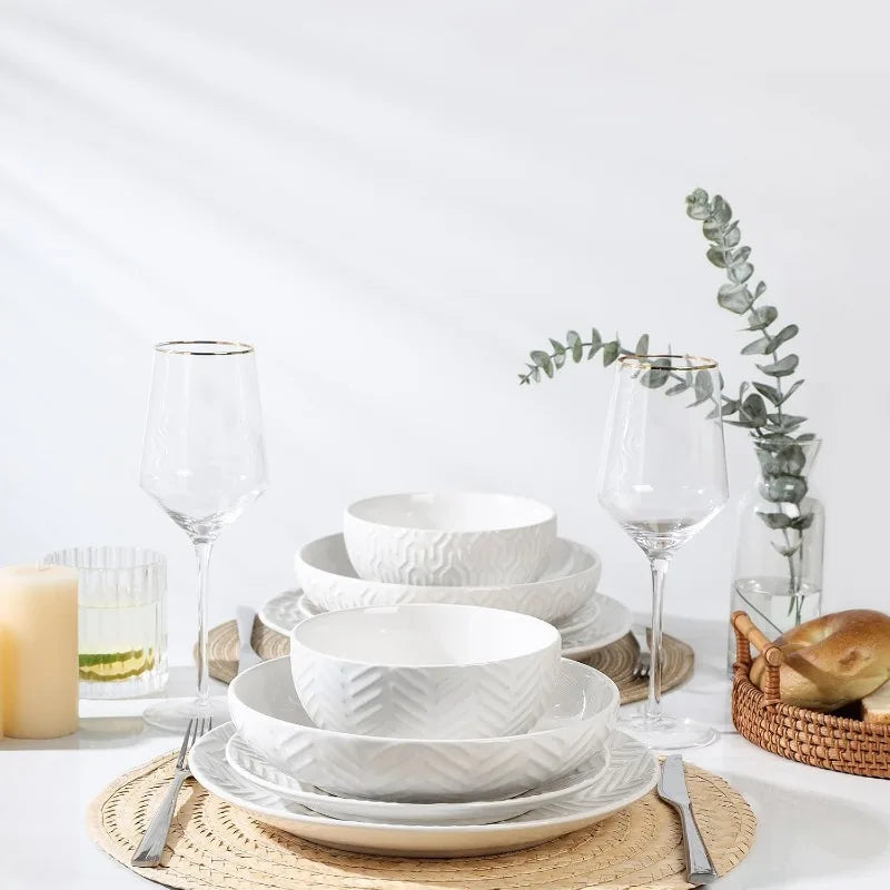 16-Piece, Ceramic Plates and Bowls Set