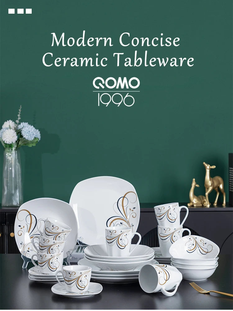 12/28-Piece Porcelain Dinnerware Set For 4