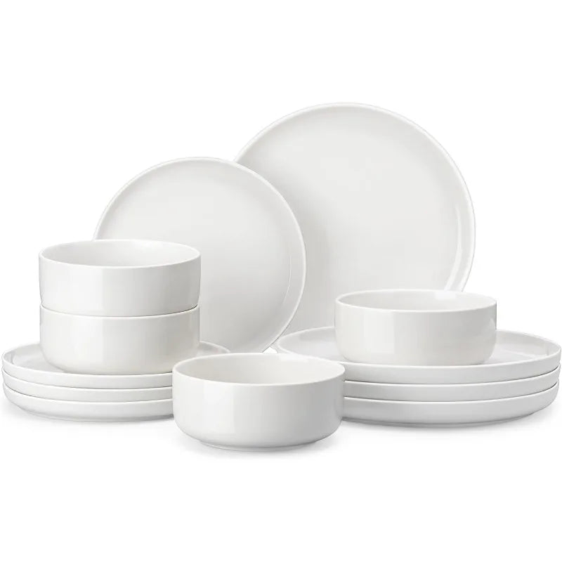 12 Piece Chip Resistant Porcelain Dishware Set for 4