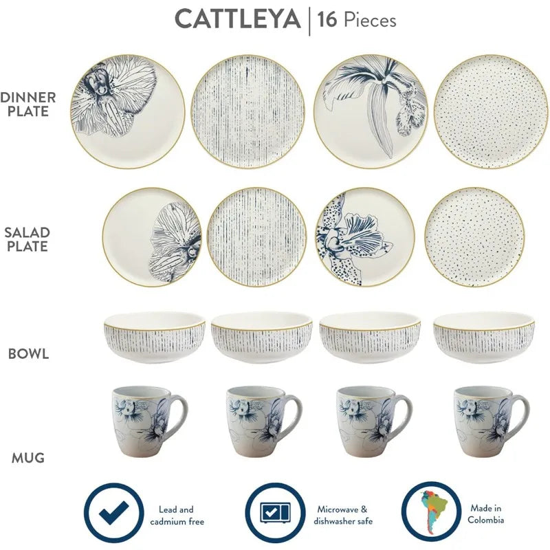 16– piece Hand Painted Ceramic Dinnerware Set