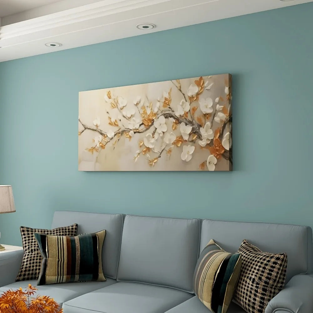Modern Pine Frame Plum Blossom Canvas Wall Art - 3 sizes