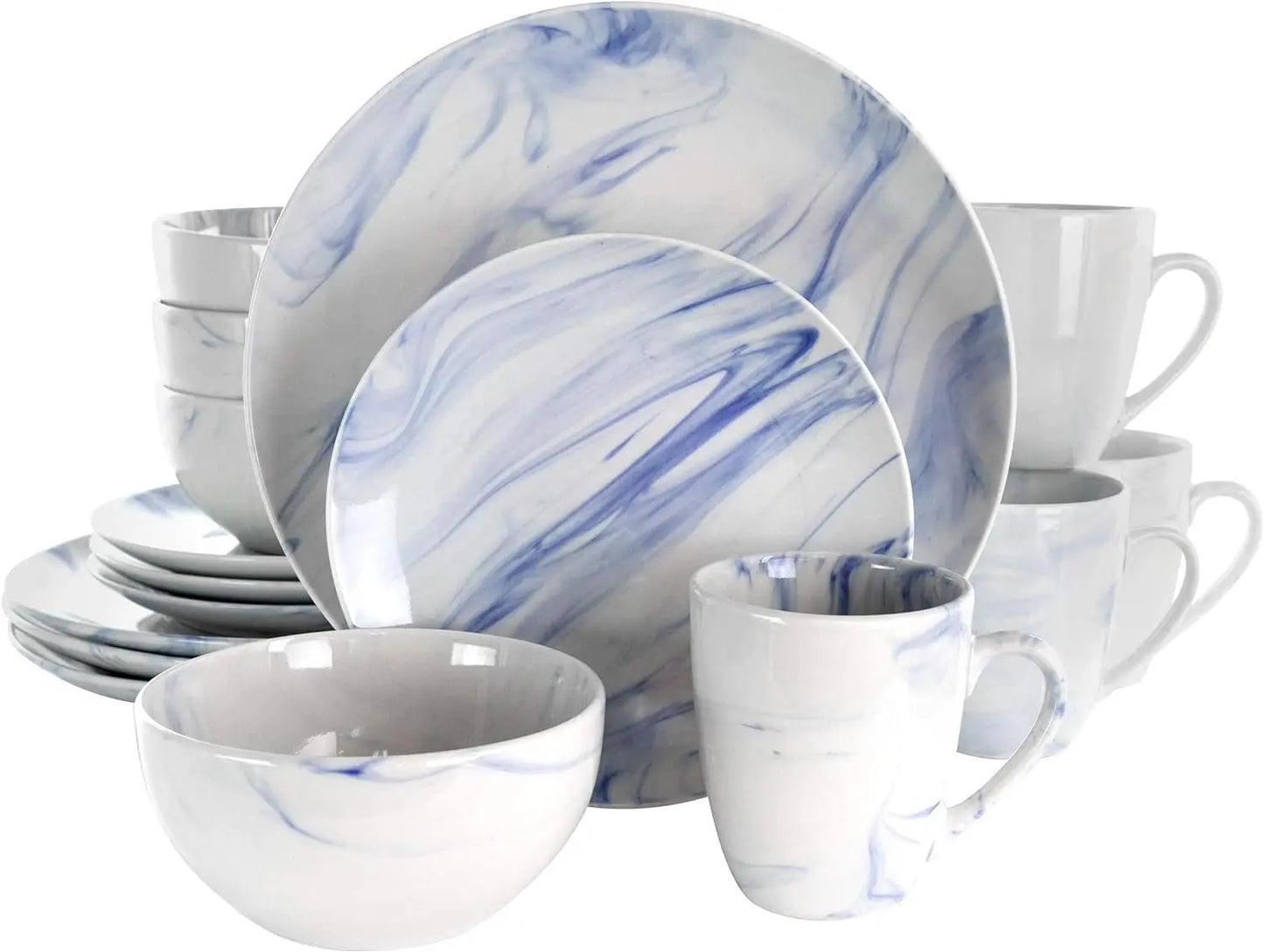 Fine Round Gloss Dinnerware Dish Set, 16 Piece,