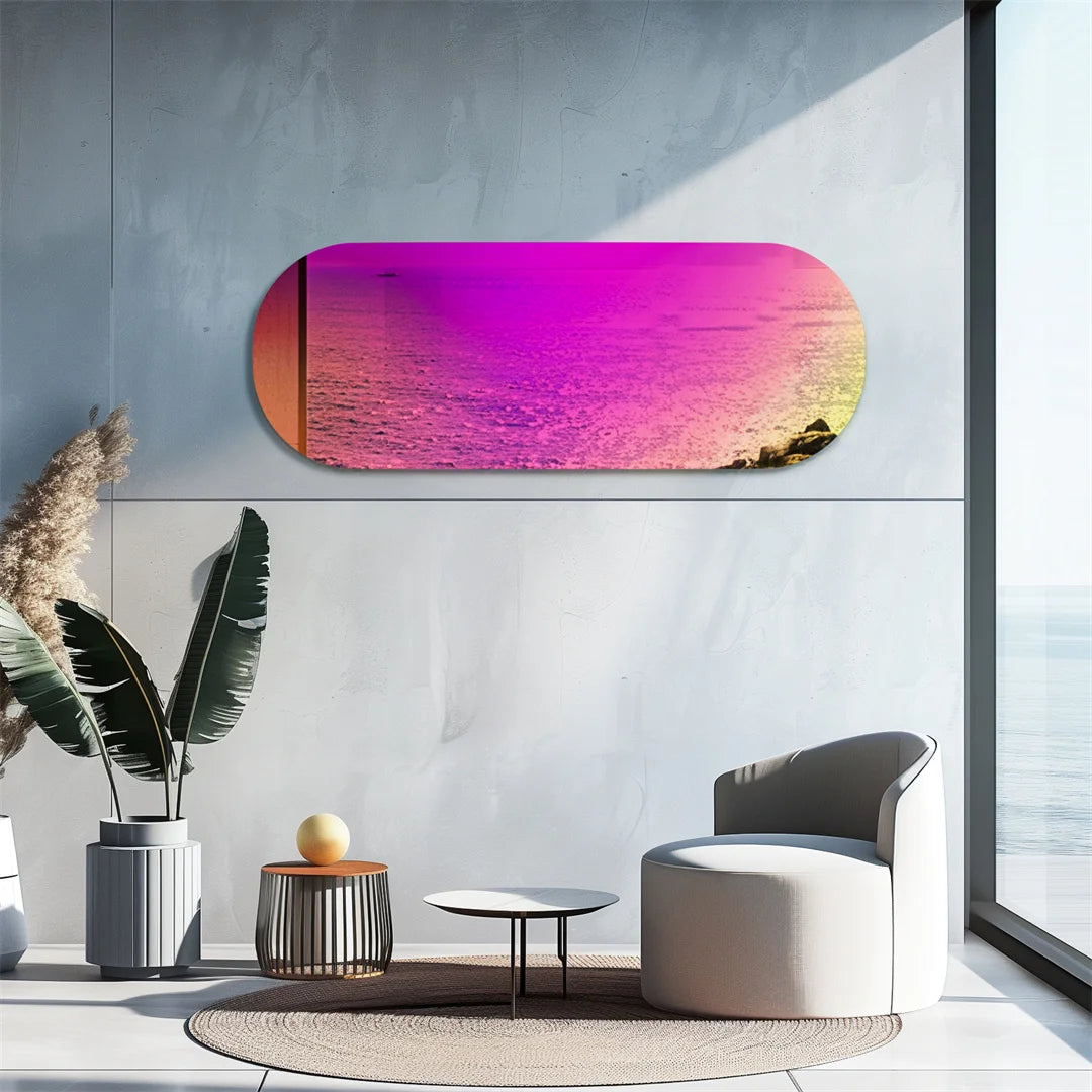 Round Iridescent Rainbow Color Accent Glass Wall Mirror