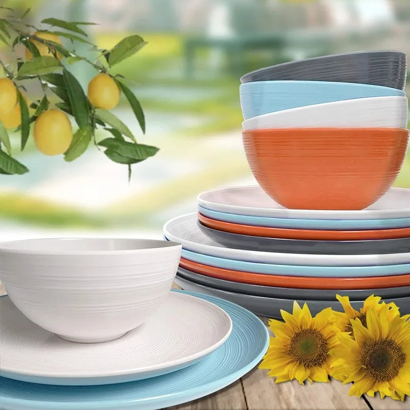 12 Piece Melamine Plastic Dinnerware Set