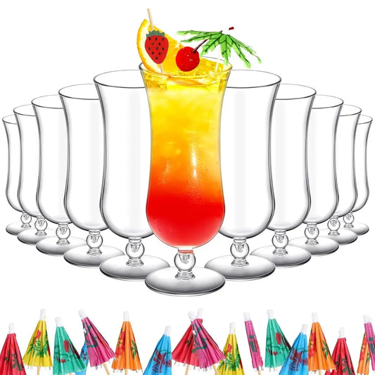 12 Pcs Plastic Hurricane Glasses, 15Oz