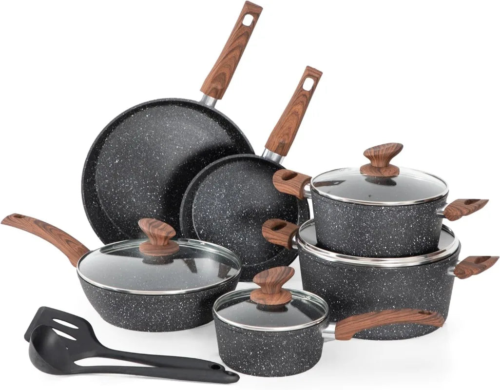 12/17-piece Granite Nonstick Cookware Sets