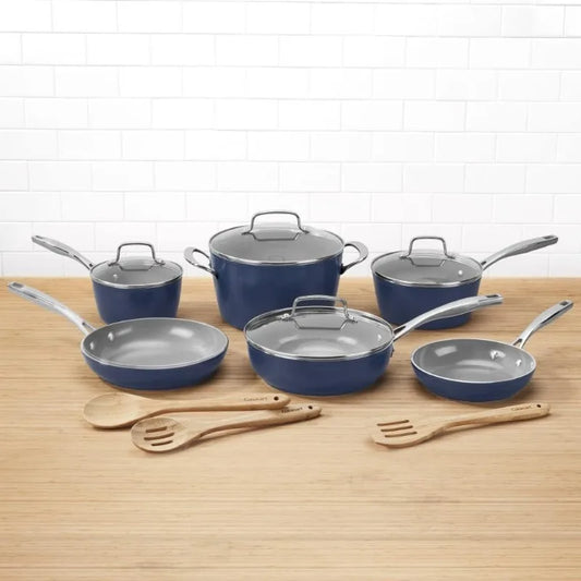 13 Piece Nonstick Cookware Set by , GreenChef Ceramica XT, Blue