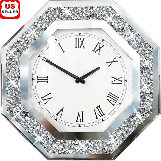 Octagon Handcrafted Diamond Accent Clock