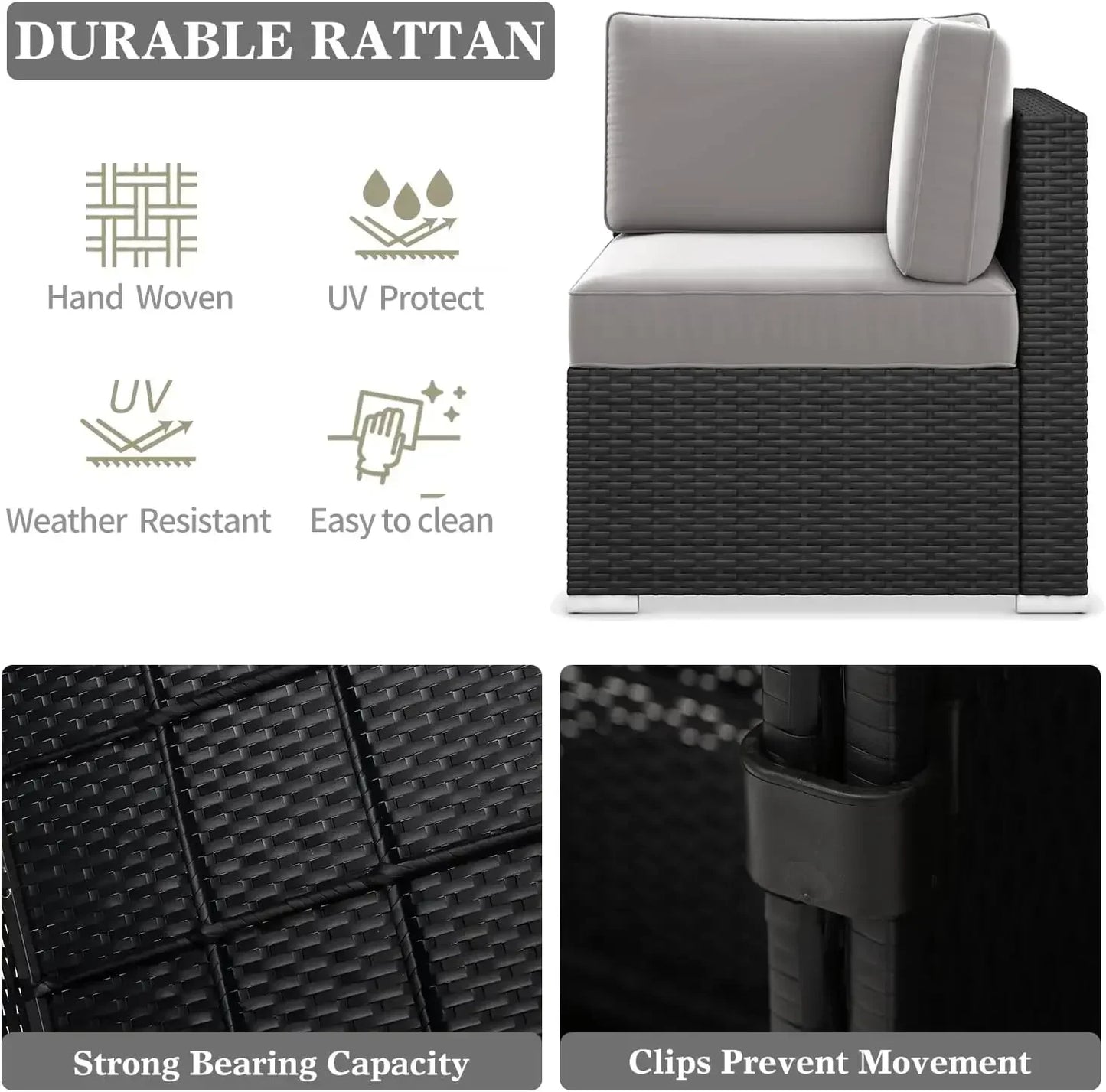 15 Piece Patio Set with Fire Pit Table, Black/Light Grey