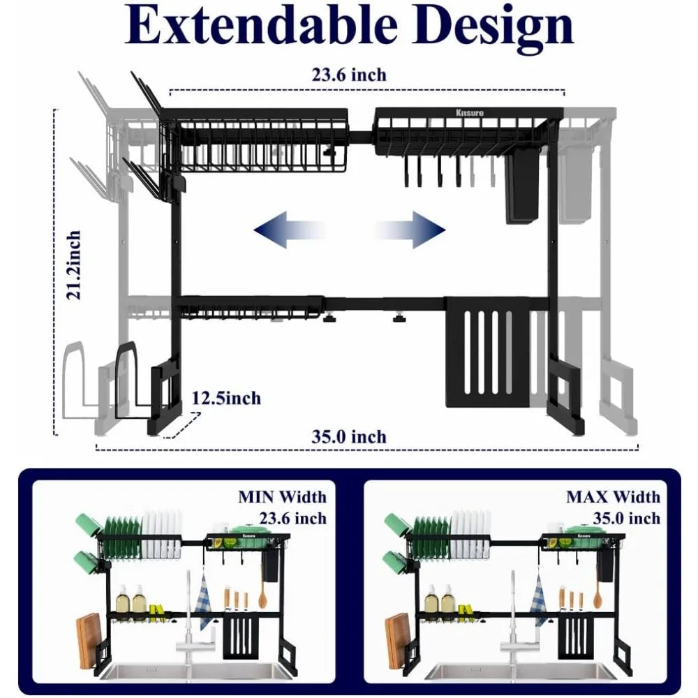 2-Tier Adjustable Over Sink Dish Drying Rack