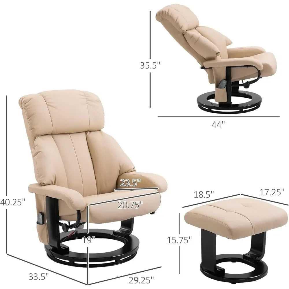 360° Swivel Massage Recliner Chair with Ottoman