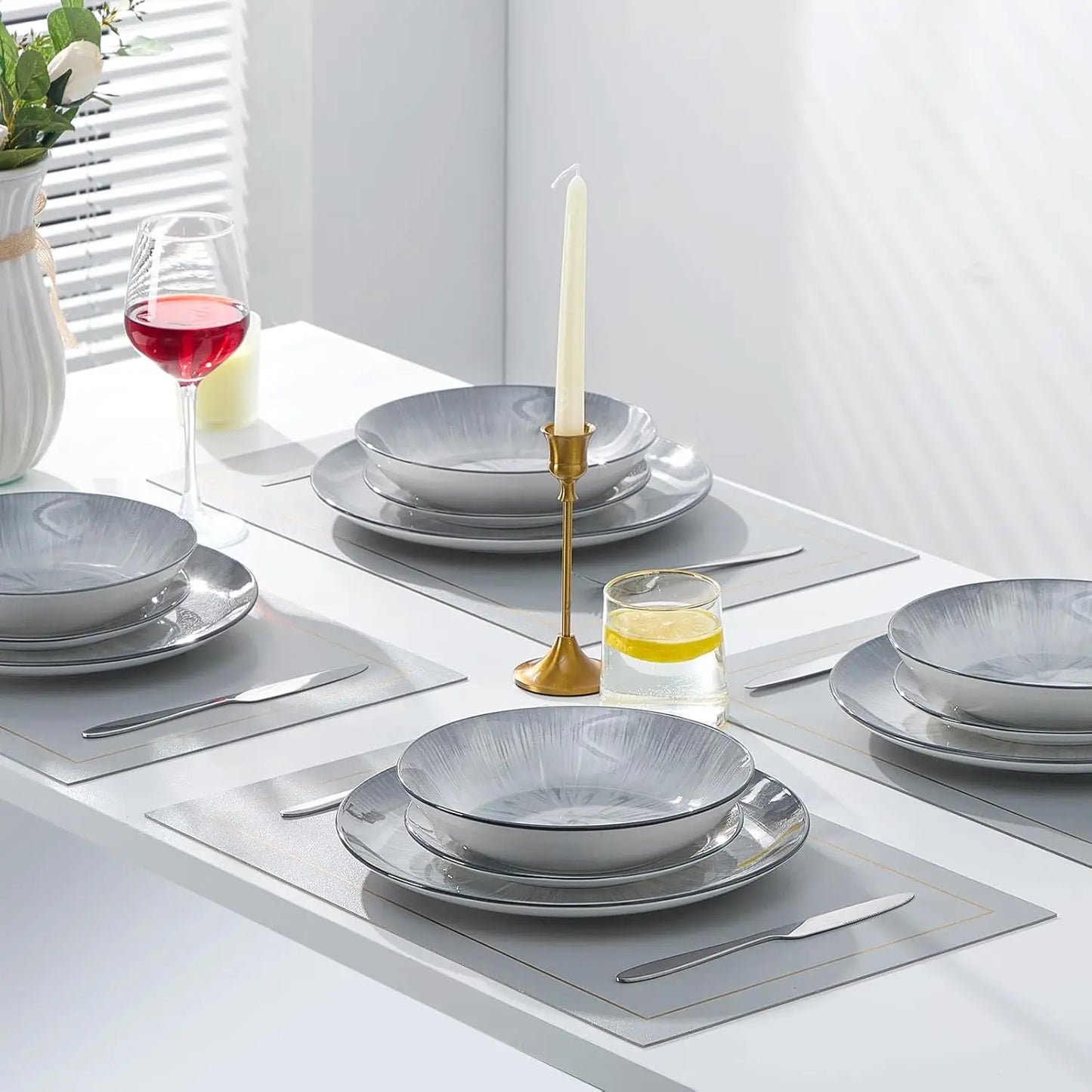 12 Piece Round Premium Porcelain Dinnerware Set ,Service for 4