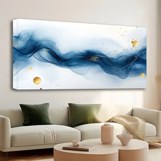 Gold and Blue Gradient Abstract Painting - 3 Sizes