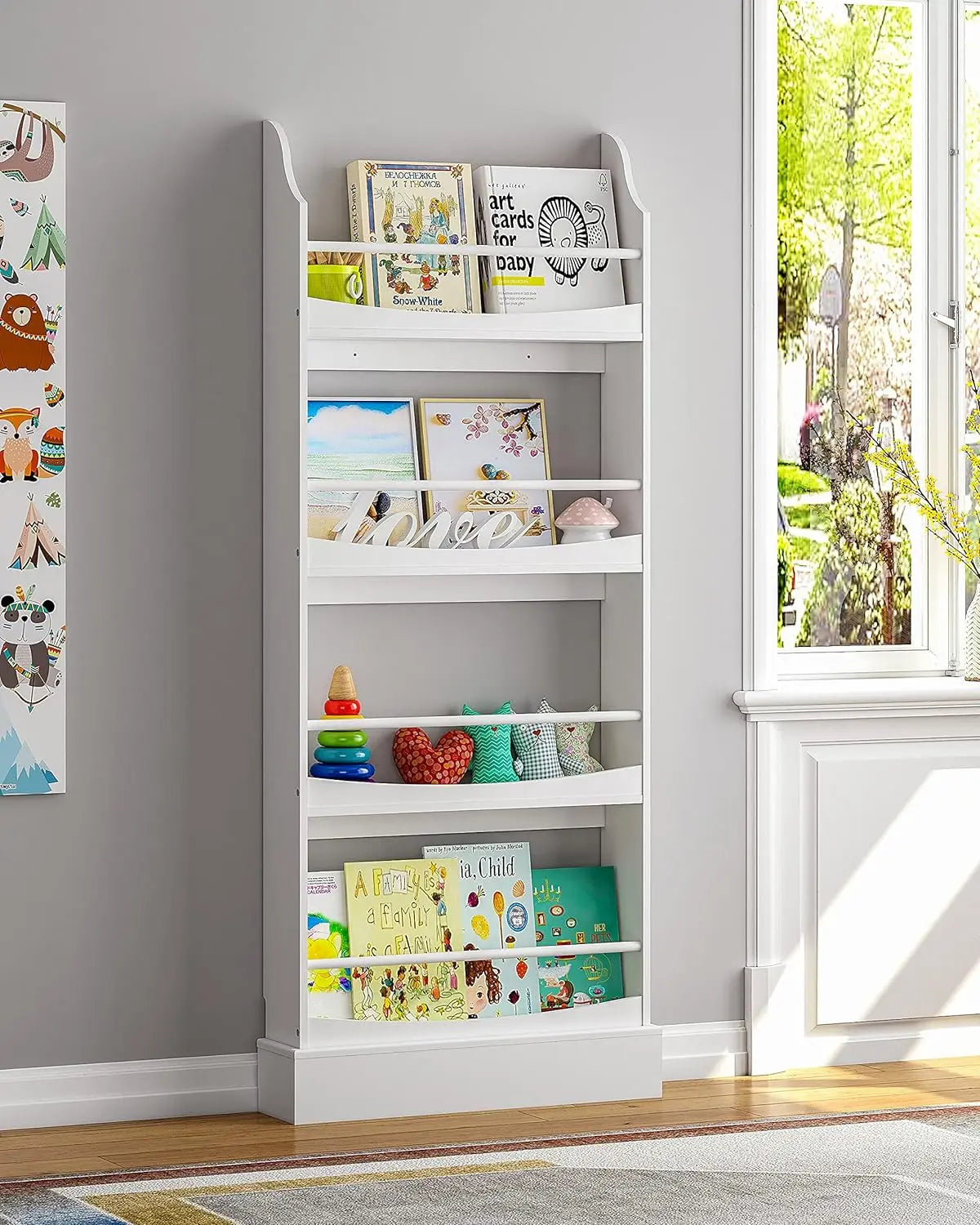 4 Tier Children's Bookcase and Storage Rack, White