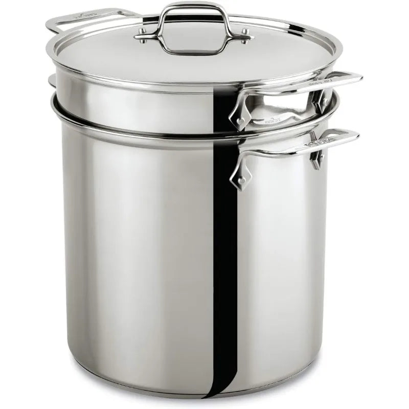 8QT All-Clad Specialty Stainless Steel Stockpot, Multi-Pot with Pasta Strainer