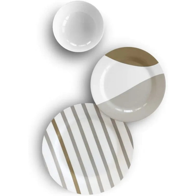 12-Piece Melamine Dinnerware Set - Service for 4, BPA free and dishwasher safe