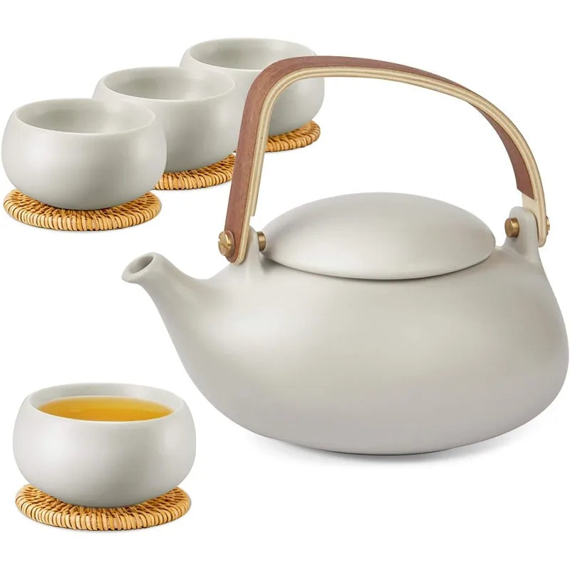 27 Ounce Japanese Ceramic Teapot Set with Infuser