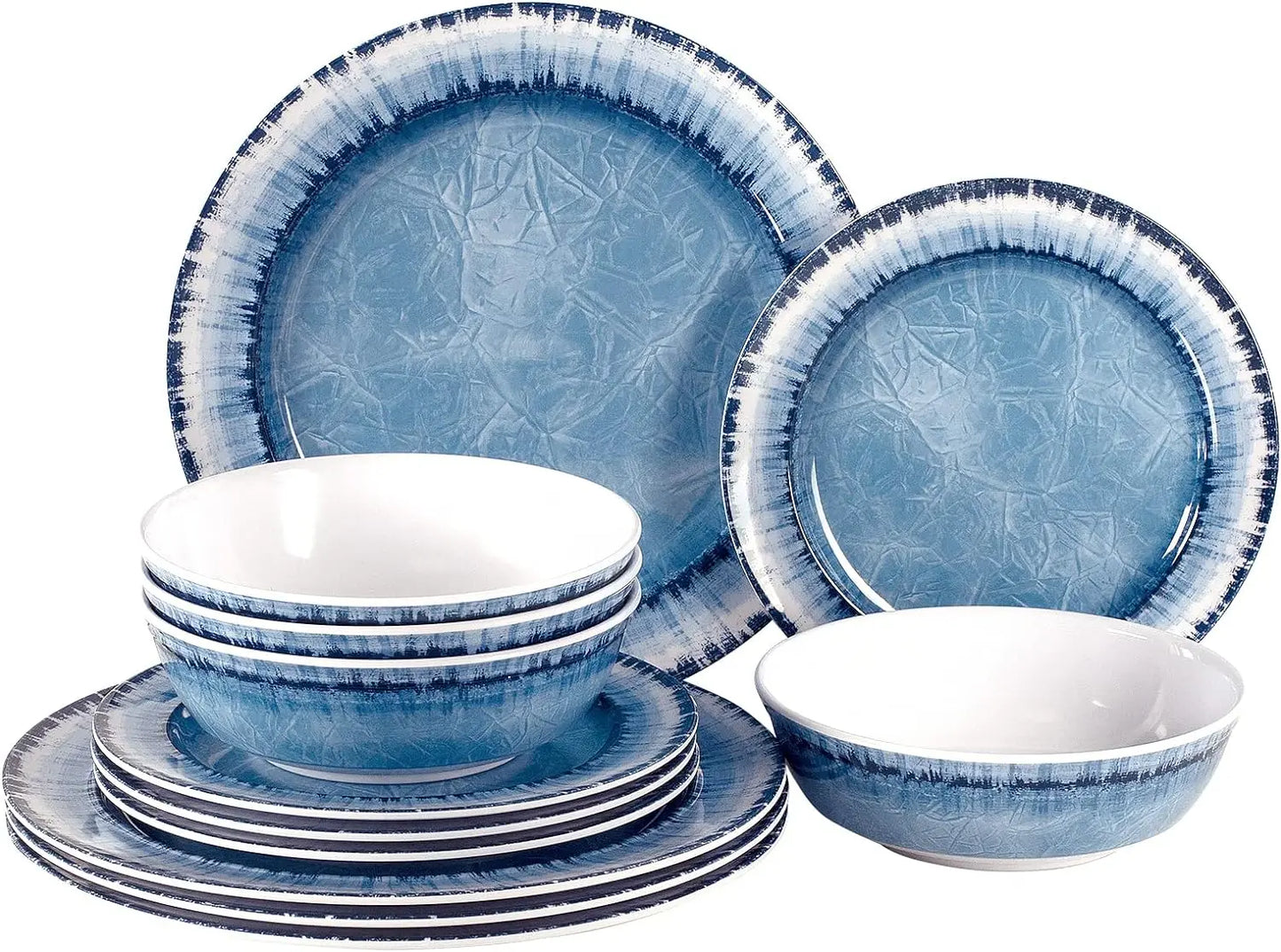 18 Pcs Melamine Dinnerware Set, Lightweight Unbreakable for Indoor and Outdoor Use, BPA Free