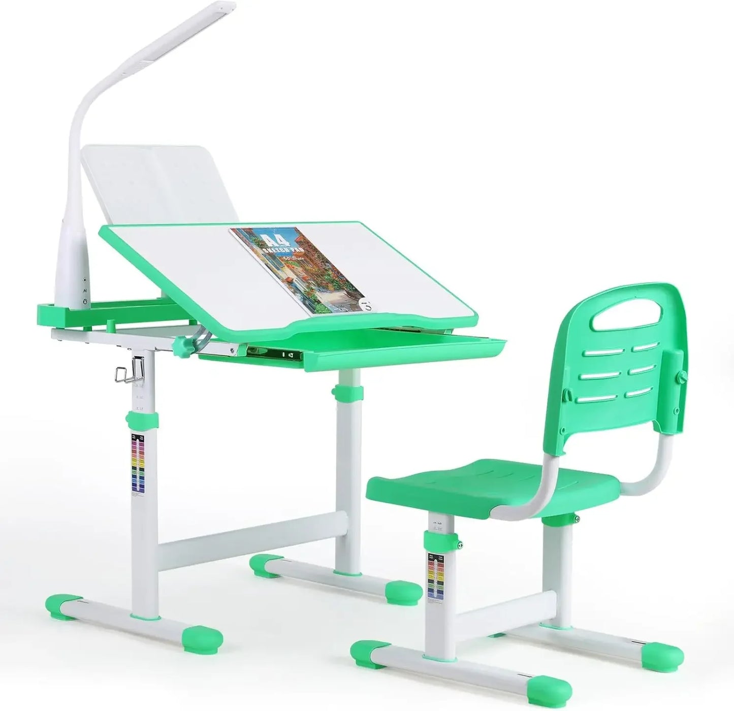 Kids Desk and Chair Set, with 40 Degree Tilt-able Desktop