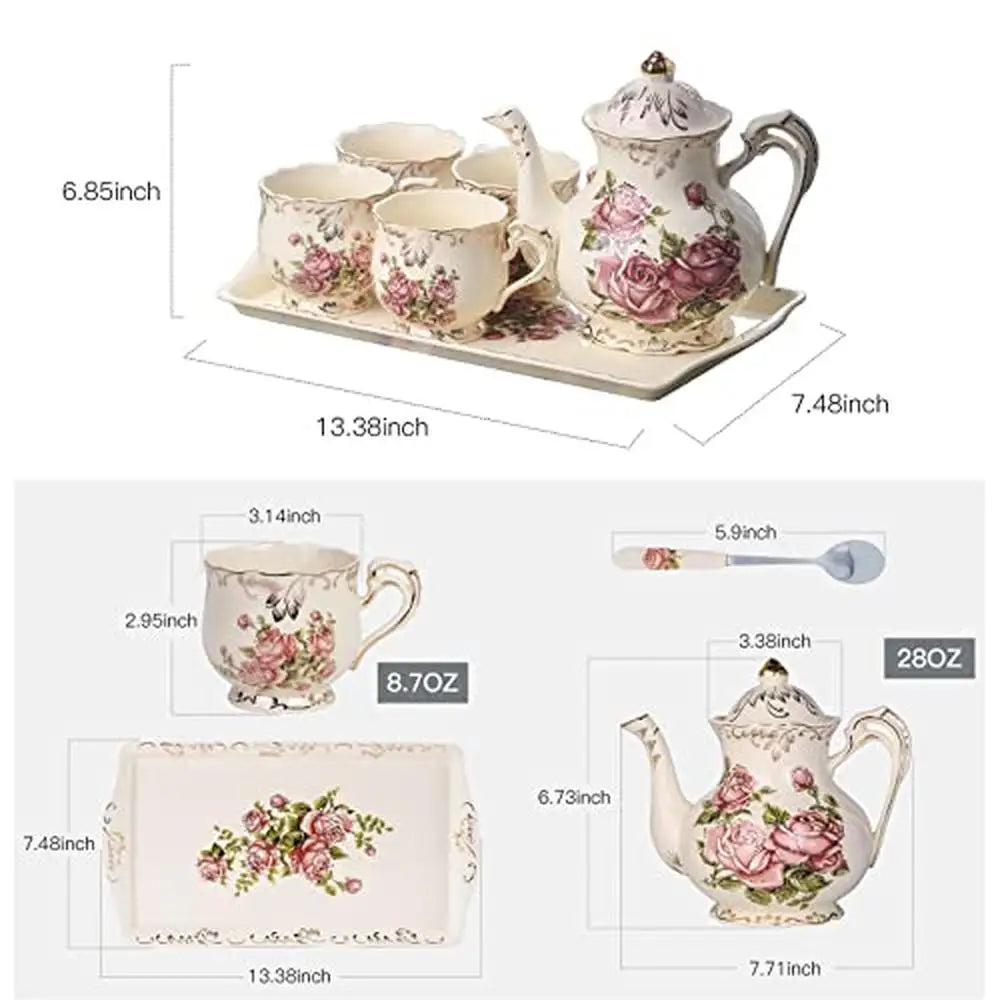 Vintage European Rose Porcelain Tea Set