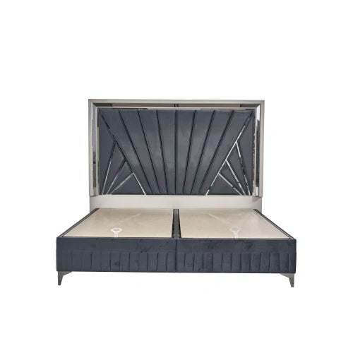 Modern & Contemporary Style 5 Pc King Upholstered Bedroom Set, River Sand Grey