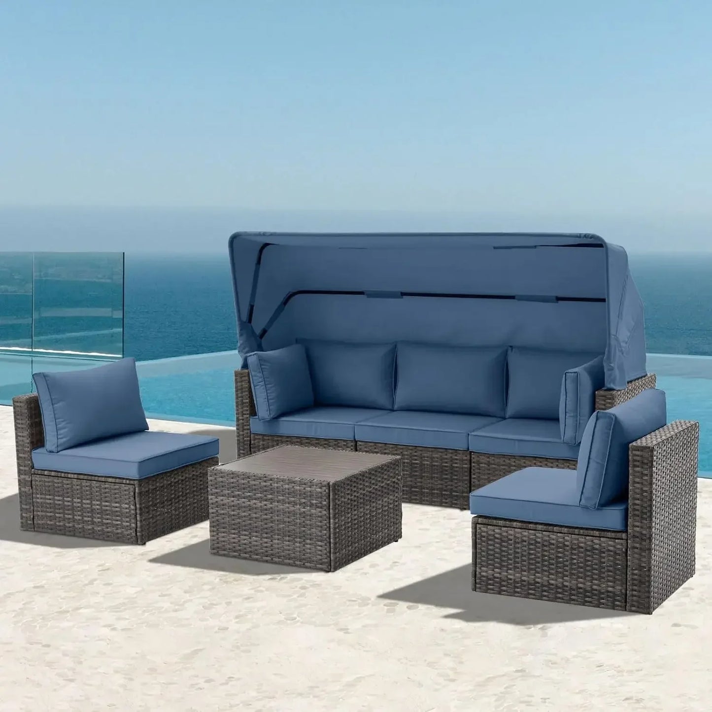 Exclusive Quick Install Patio Furniture Set w/Ottoman