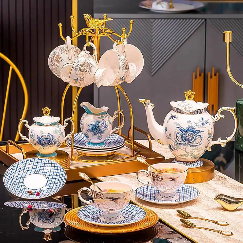 21-piece Elegant Bone China Tea Set