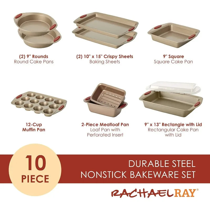 10 Piece Rachael Ray Cucina Nonstick Bakeware Set