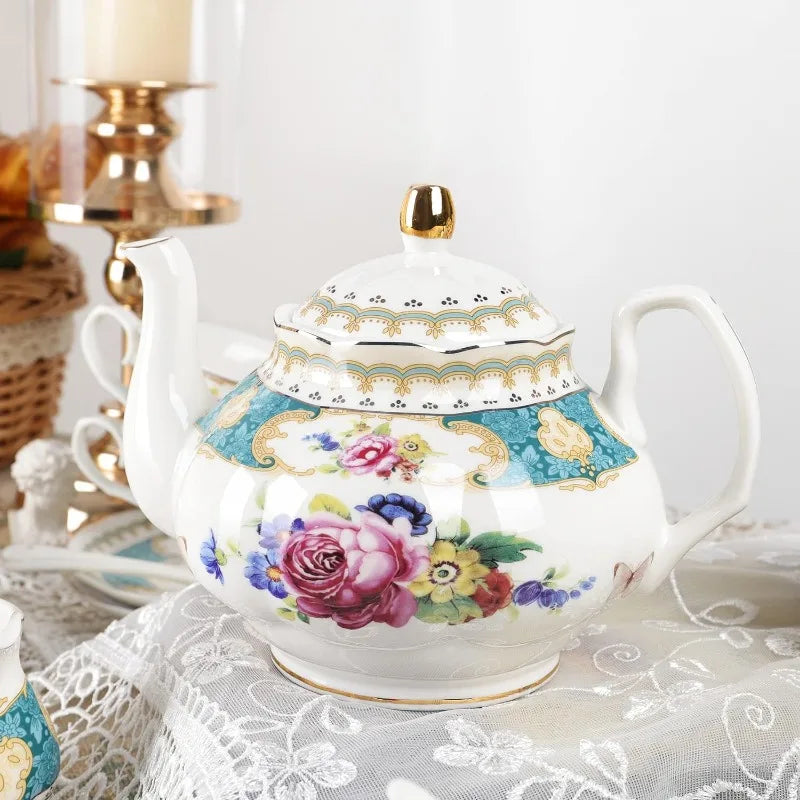 21 Piece Floral Porcelain Tea Set, for 6