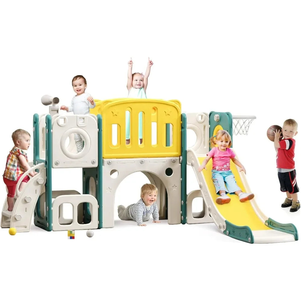 Toddler's Climber Slide Playset with Basketball Hoop, Outdoor/ Indoor Playground