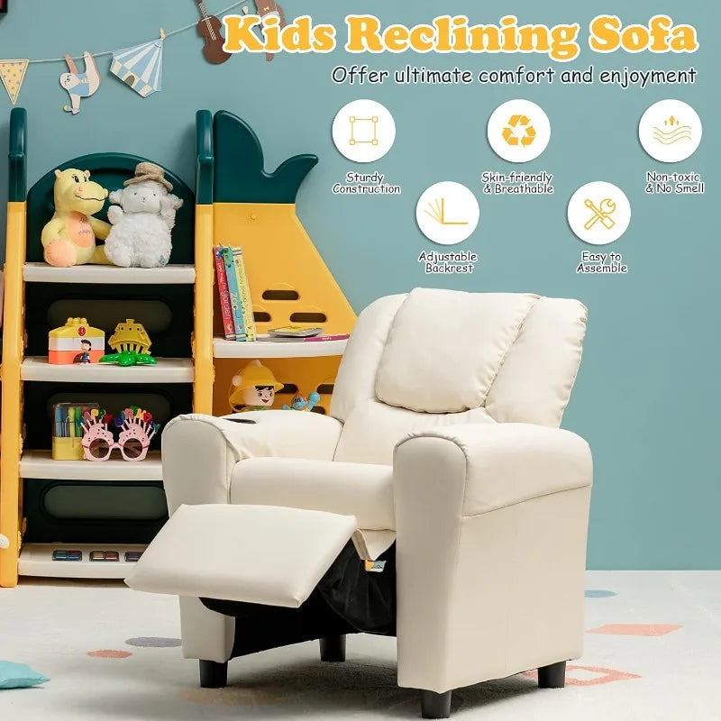 Kids Recliner Chair with Cup Holder, for Girls/ Boys