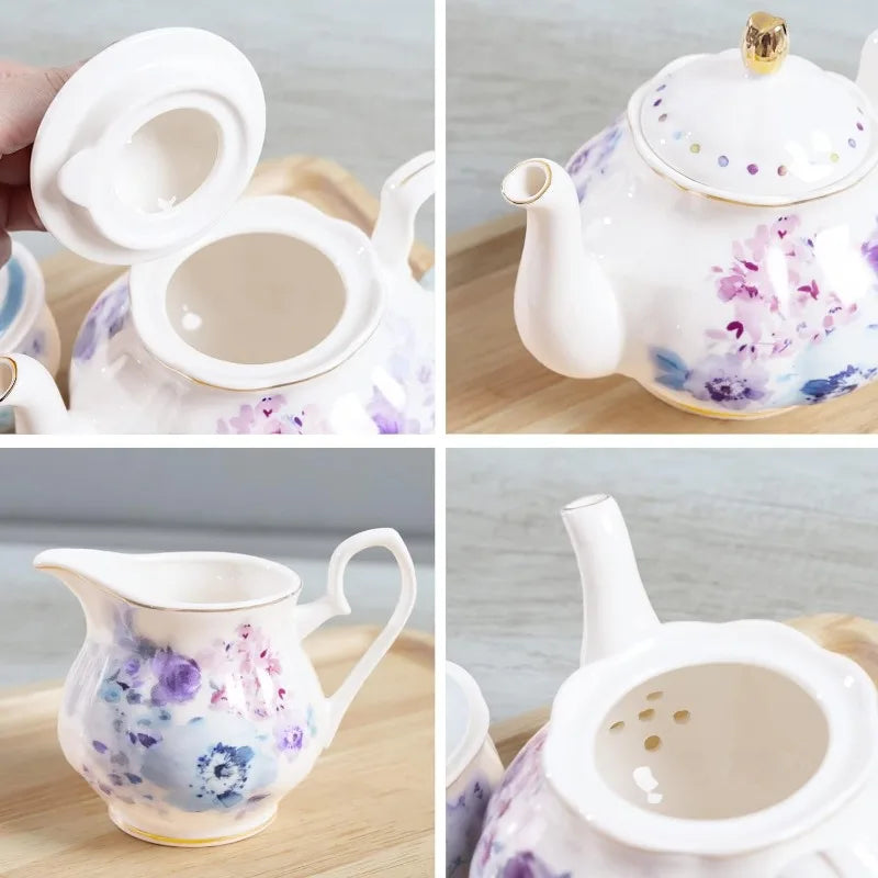 Floral Porcelain Tea Set, Service for 6