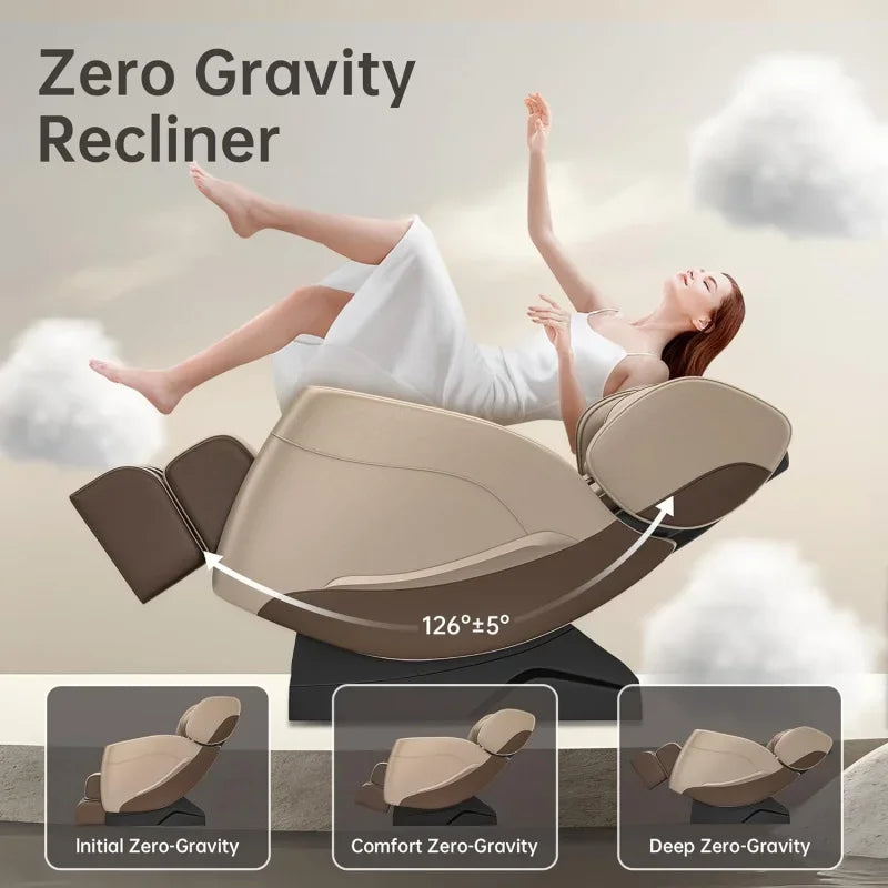 Full Body Zero Gravity Chair with Auto Modes, 8 Fix Point Rollers, Bluetooth, Foot Massage, Heating Function