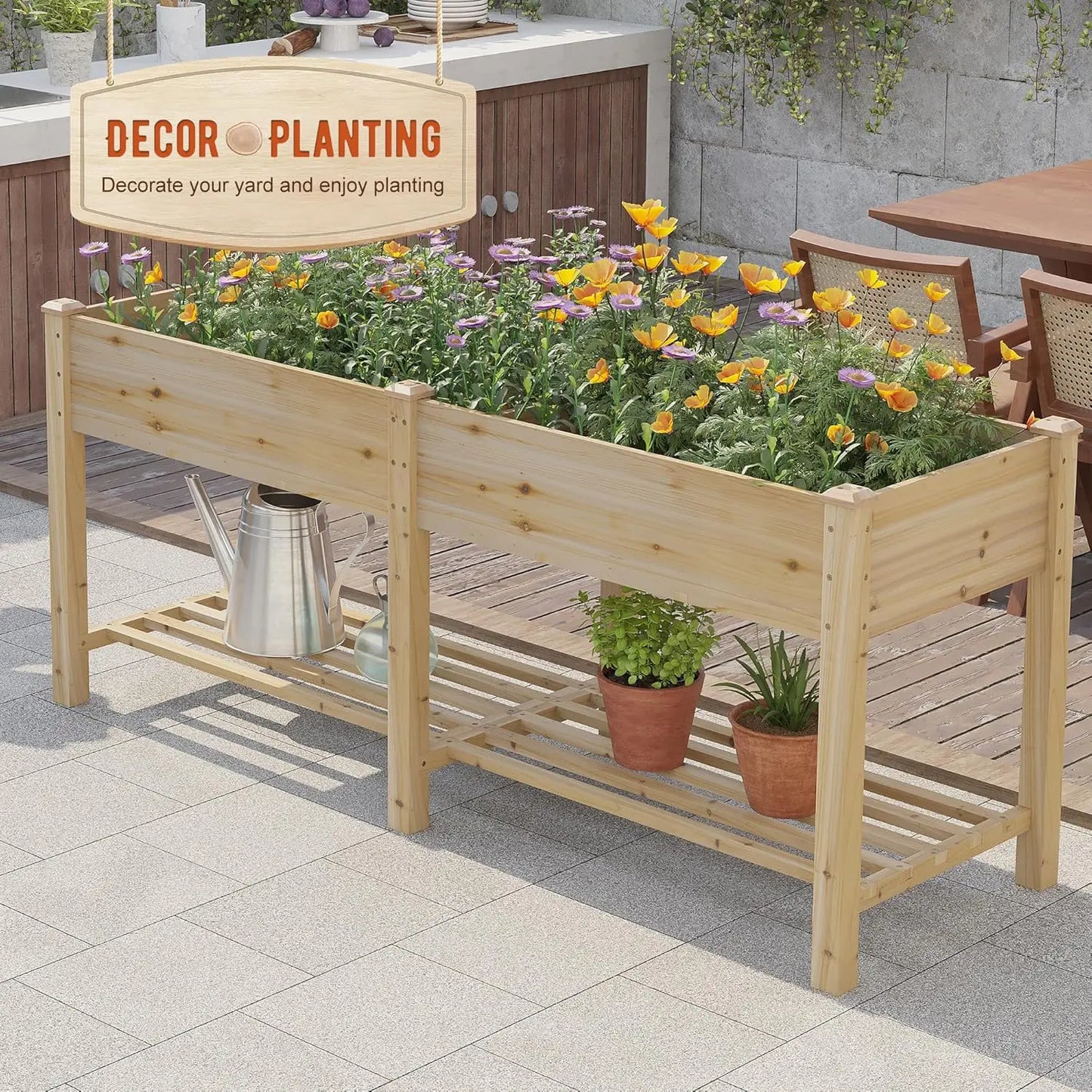 Elevated Garden Bed with Legs Wood Planter Box