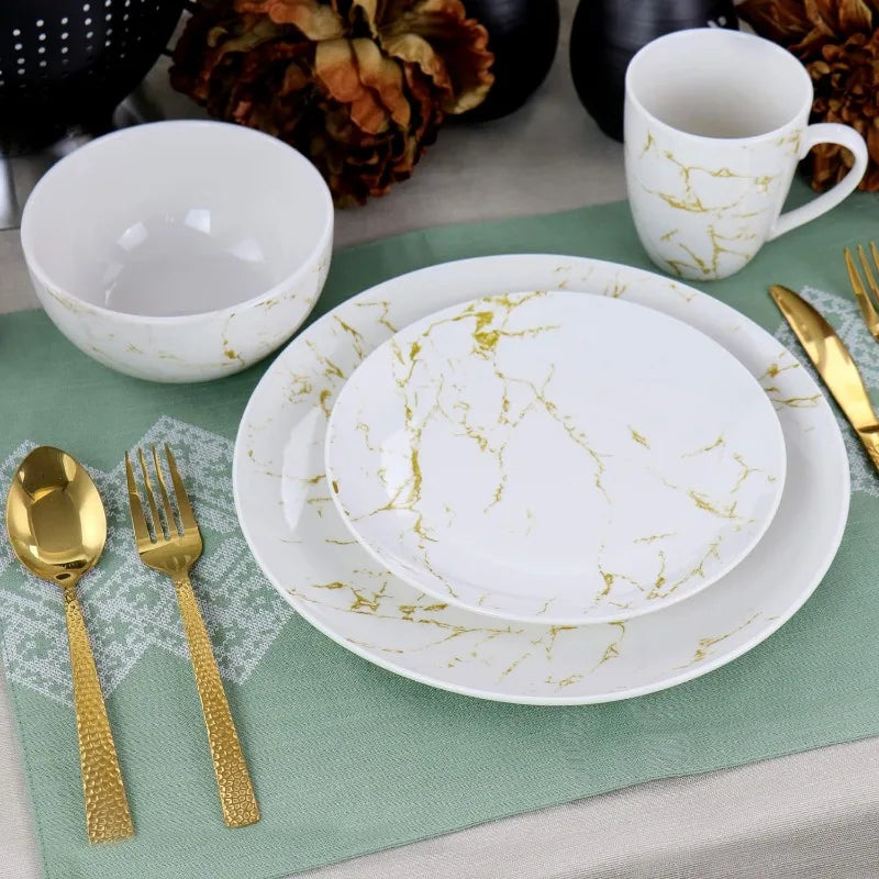 Fine Round Gloss Dinnerware Dish Set, 16 Piece,