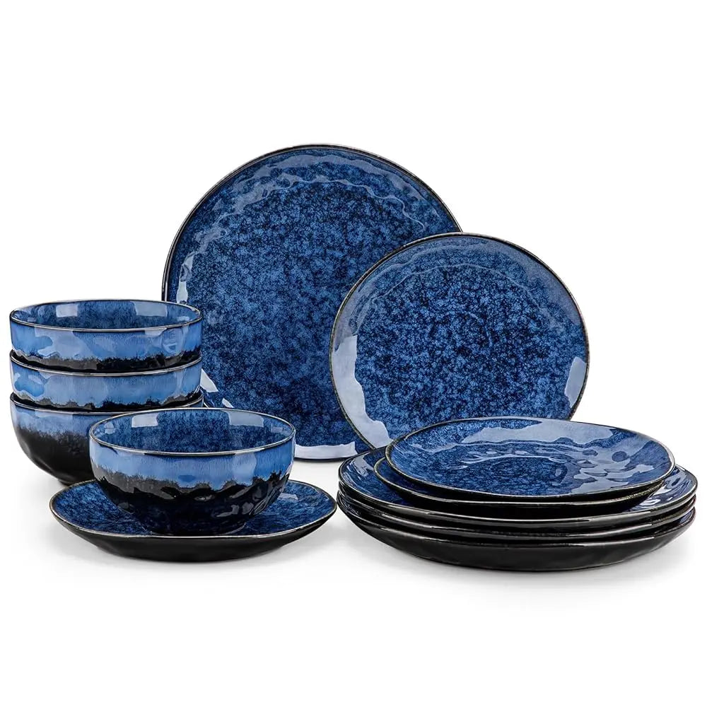 12 Piece Starry Blue Dinnerware Set