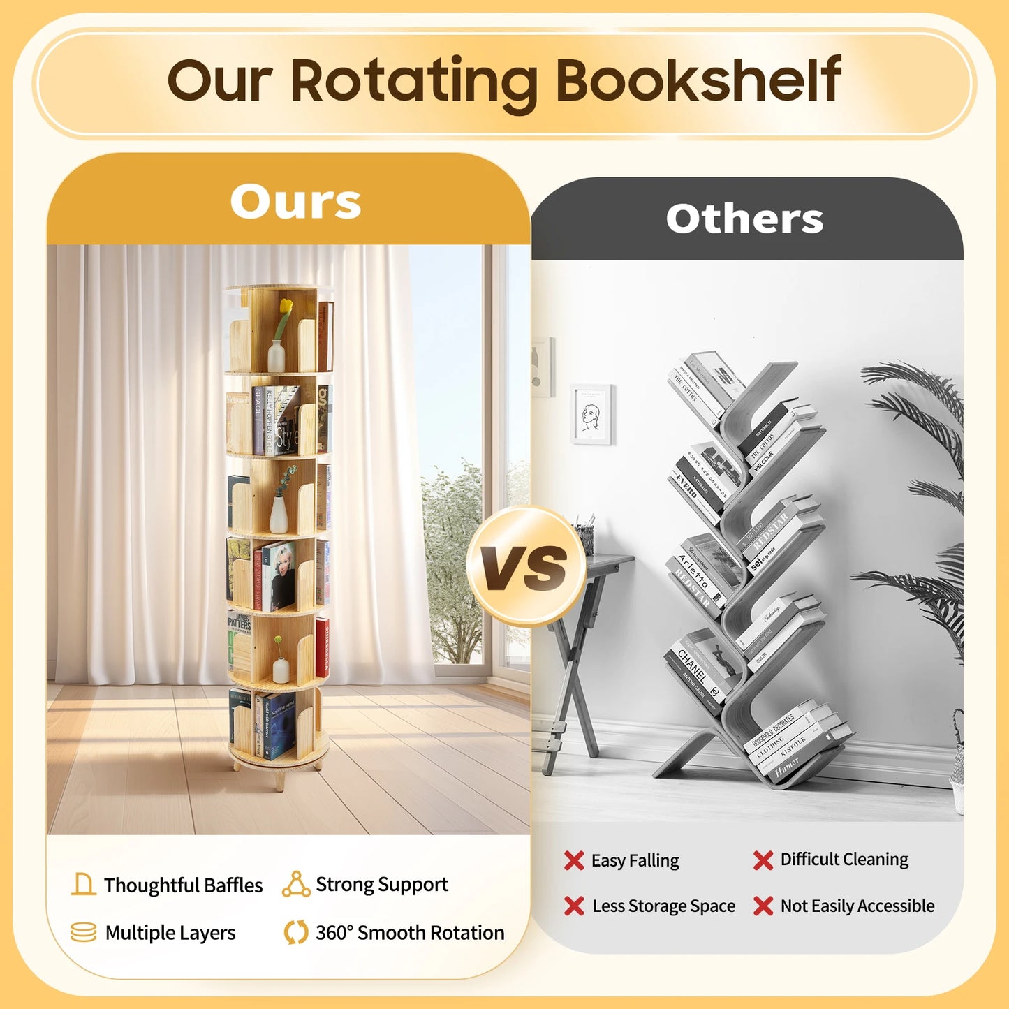 Kids' 6-Tier 360° Rotating Bookshelf