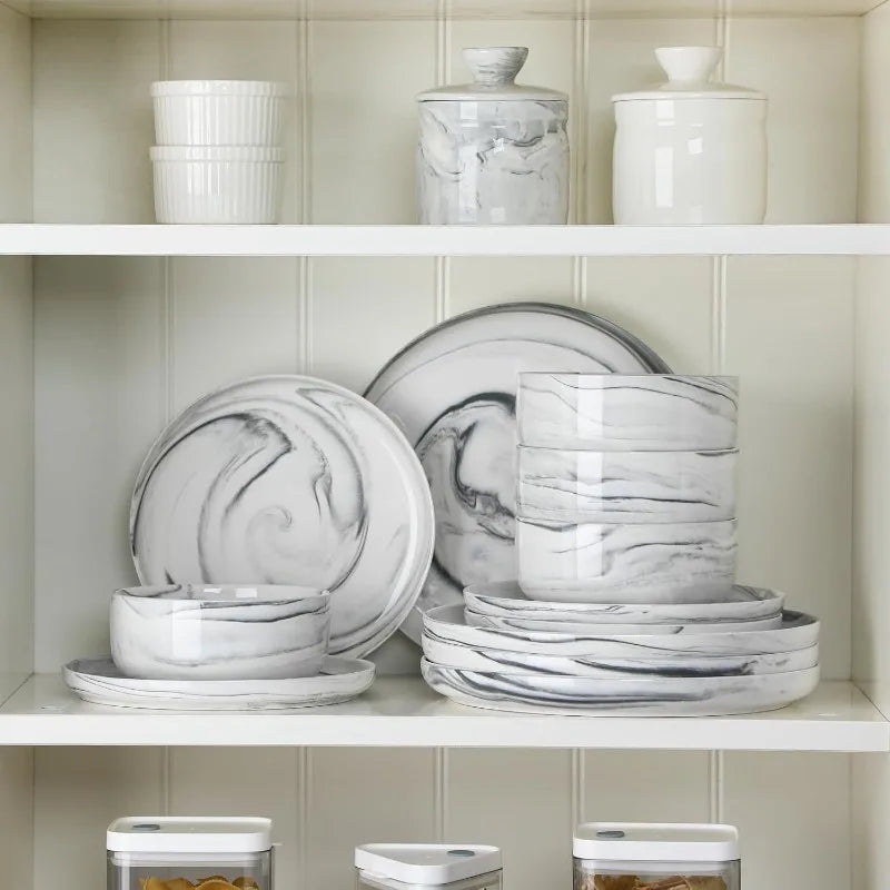 12 Piece Chip Resistant Porcelain Dishware Set for 4