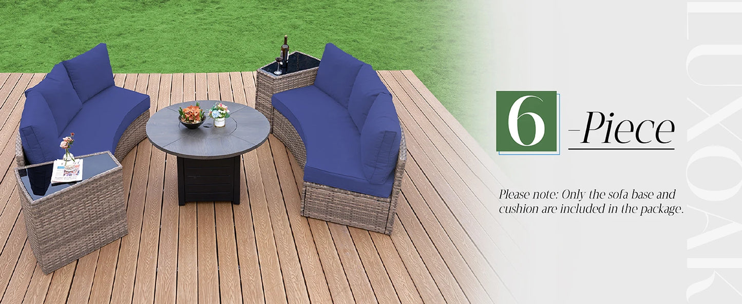 Half-Moon Round Sectional Outdoor Sofa Set