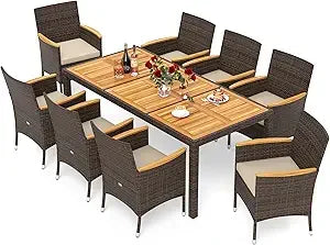 9 Piece PE Wicker Patio Dining Set
