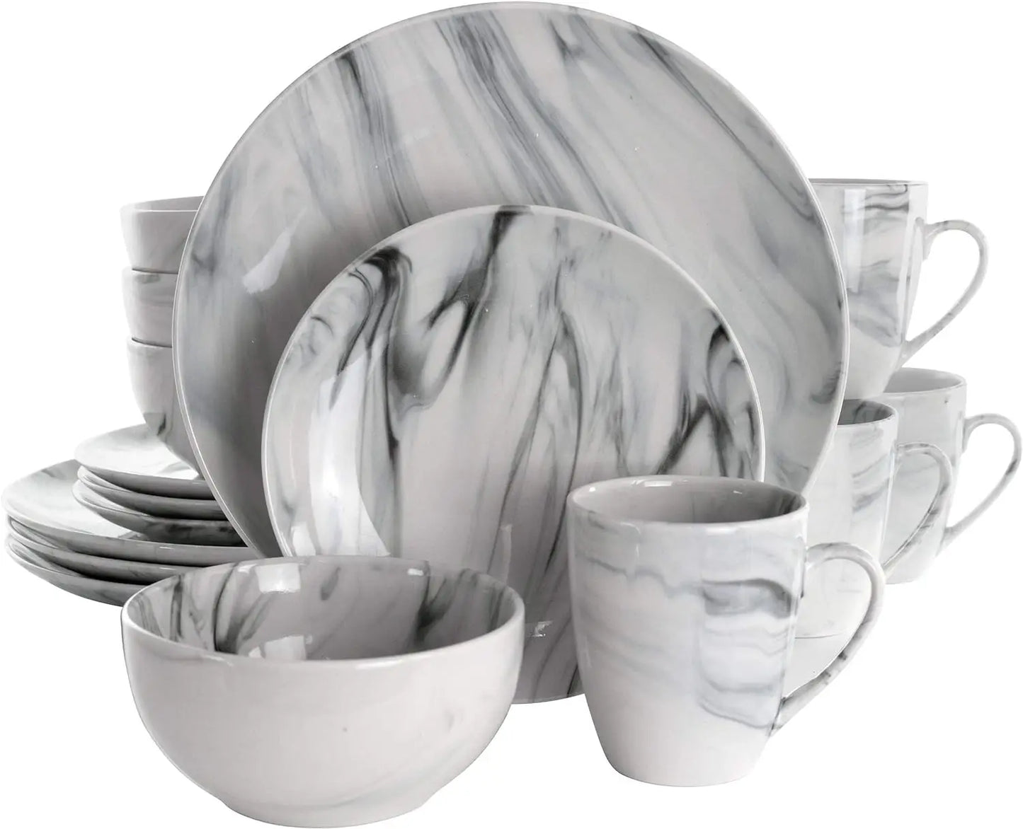 Fine Round Gloss Dinnerware Dish Set, 16 Piece,