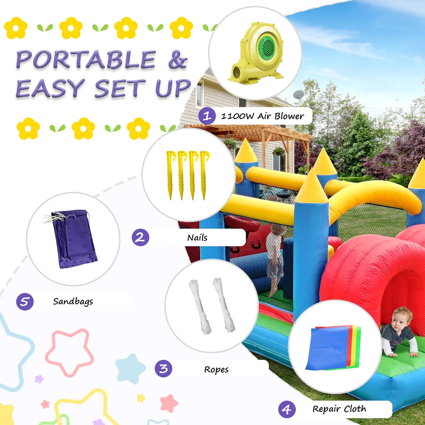 Commercial Inflatable Bounce House, with Blower