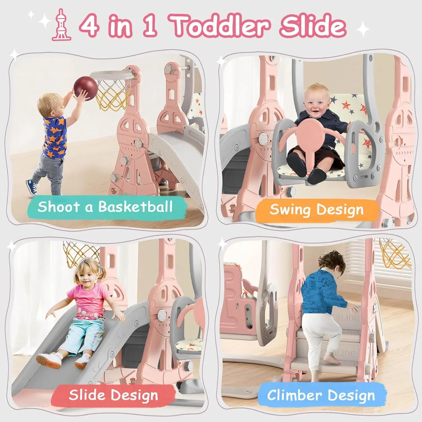 5 in 1 Toddler Slide and Swing Set