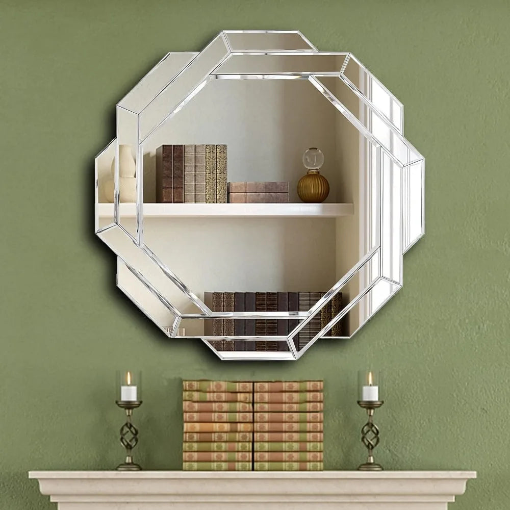 Helicoid Frameless Beveled Wall Decorating Mirror (31.5X31.5inches).