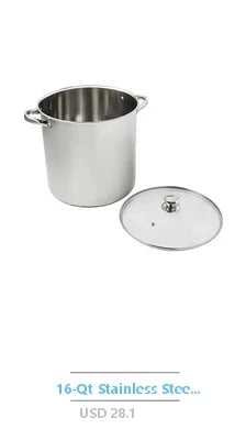 Stainless Steel 5 Quart Pasta Pot with Strainer Lid and Steamer Basket