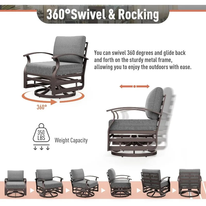 4-Seat Modern Metal Outdoor Conversation Set w/45in Propane Fire Pit Table