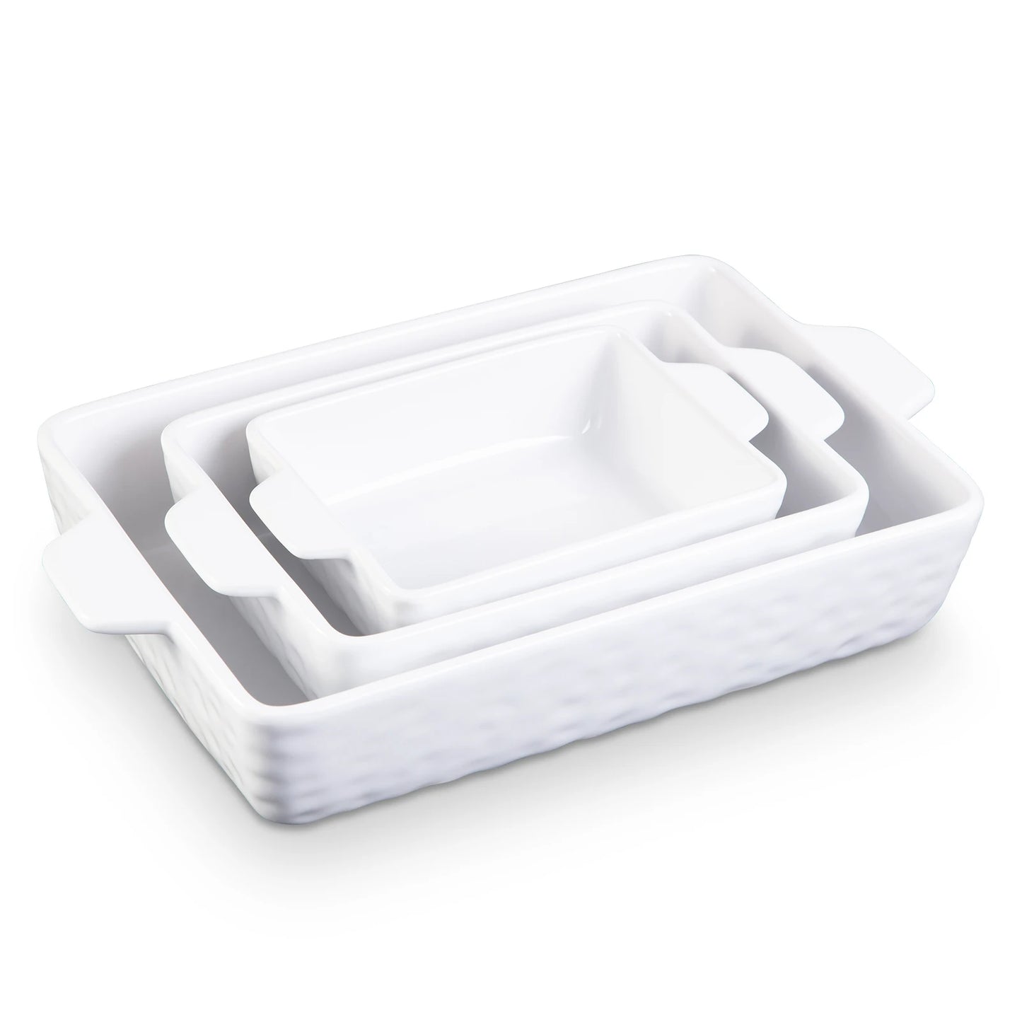 3PCS Ceramic Glazed Relief Baking Tray