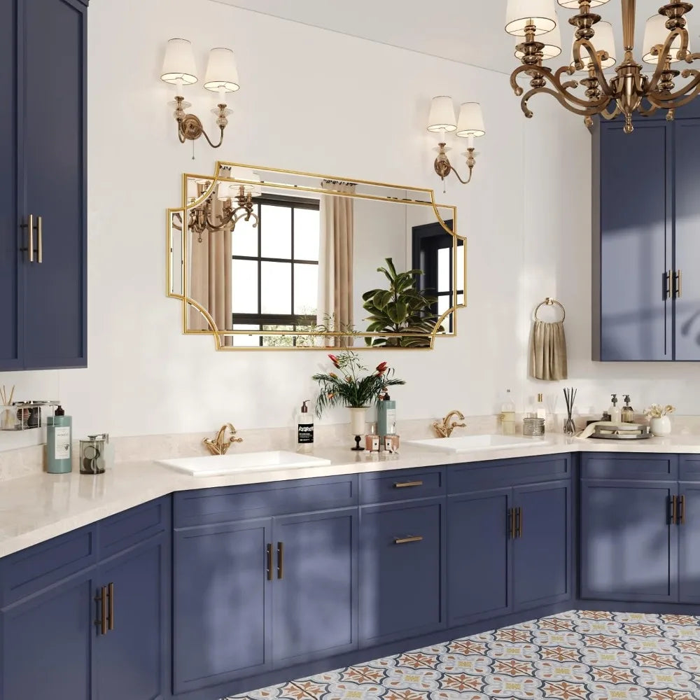 Gold Art Decorative Beveled Traditional Wall Mirror